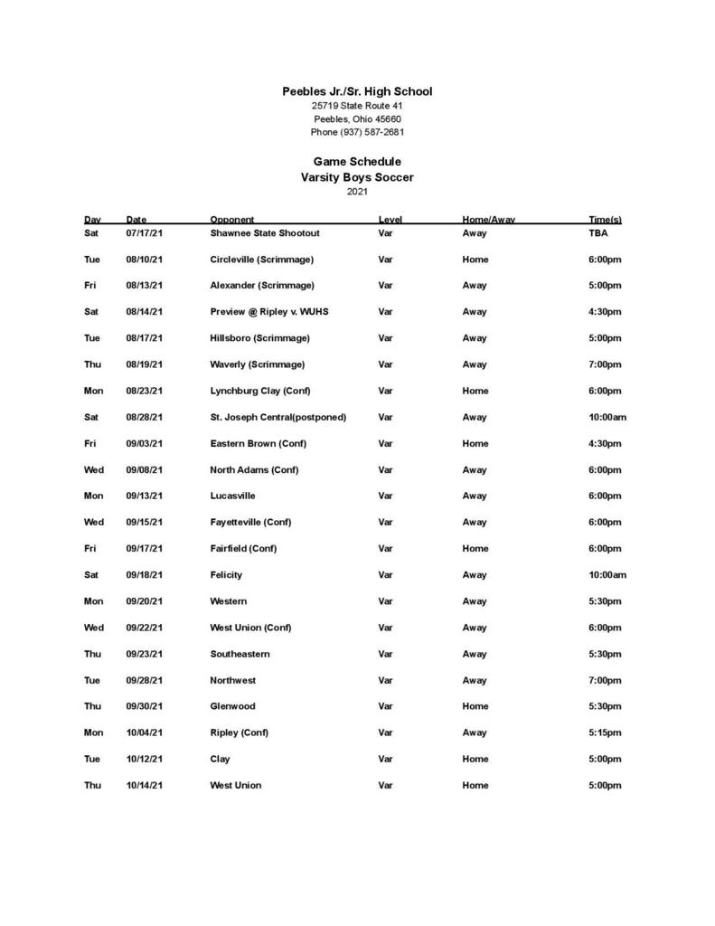 Boys' Soccer 2021