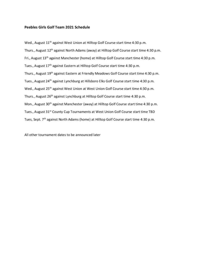 Girls' Golf 2021