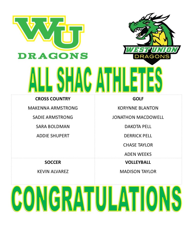 WUHS  All SHAC Fall athletes