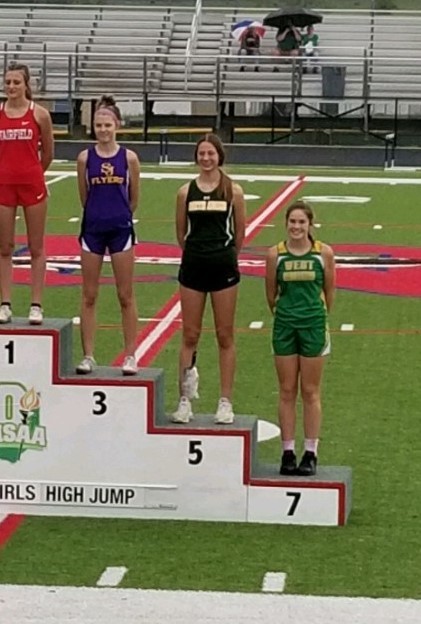 Katie Hunter 7th in the high jump at Districts.  